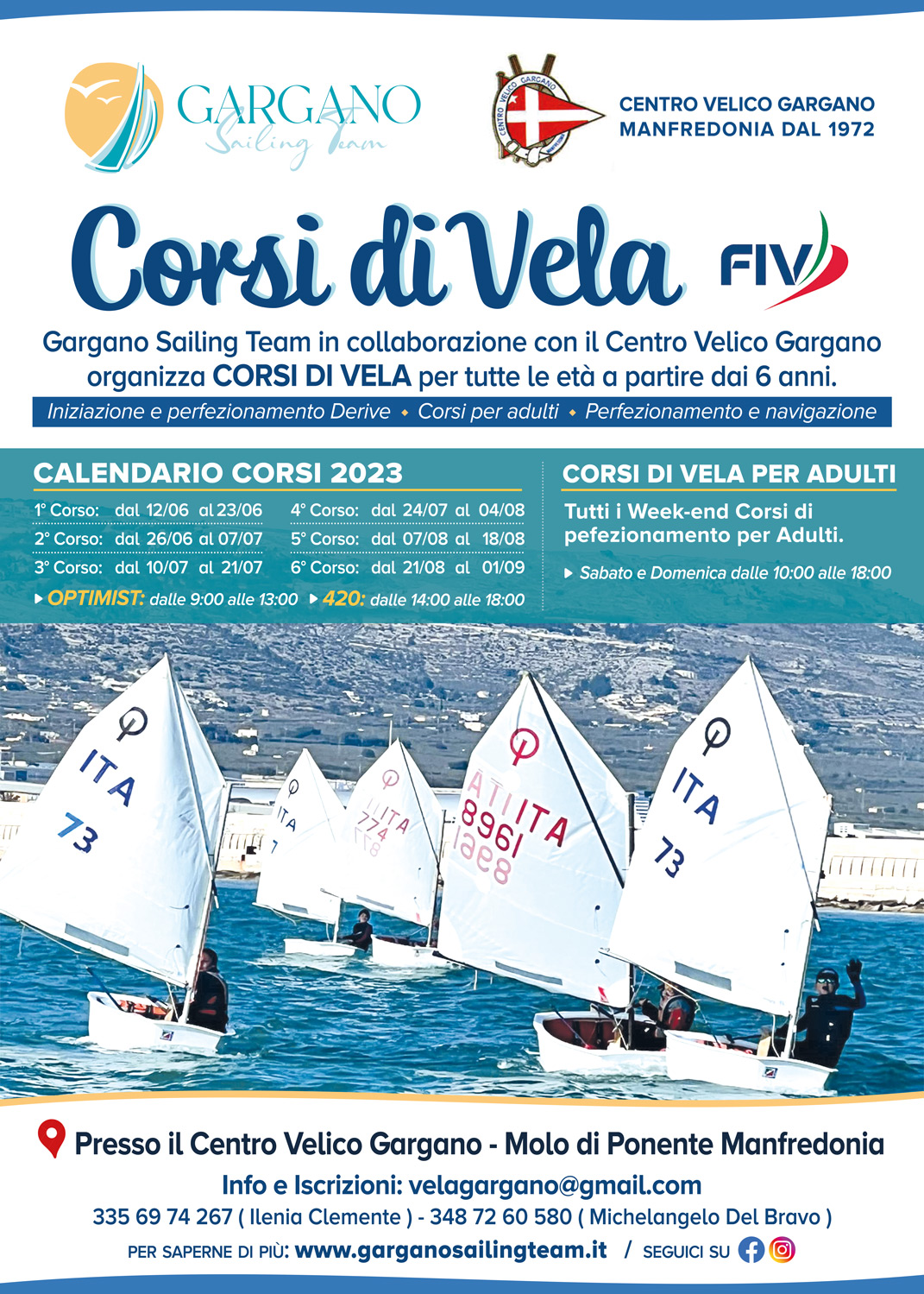 Locandina Corsi di Vela 2023 - Gargano Sailing Team